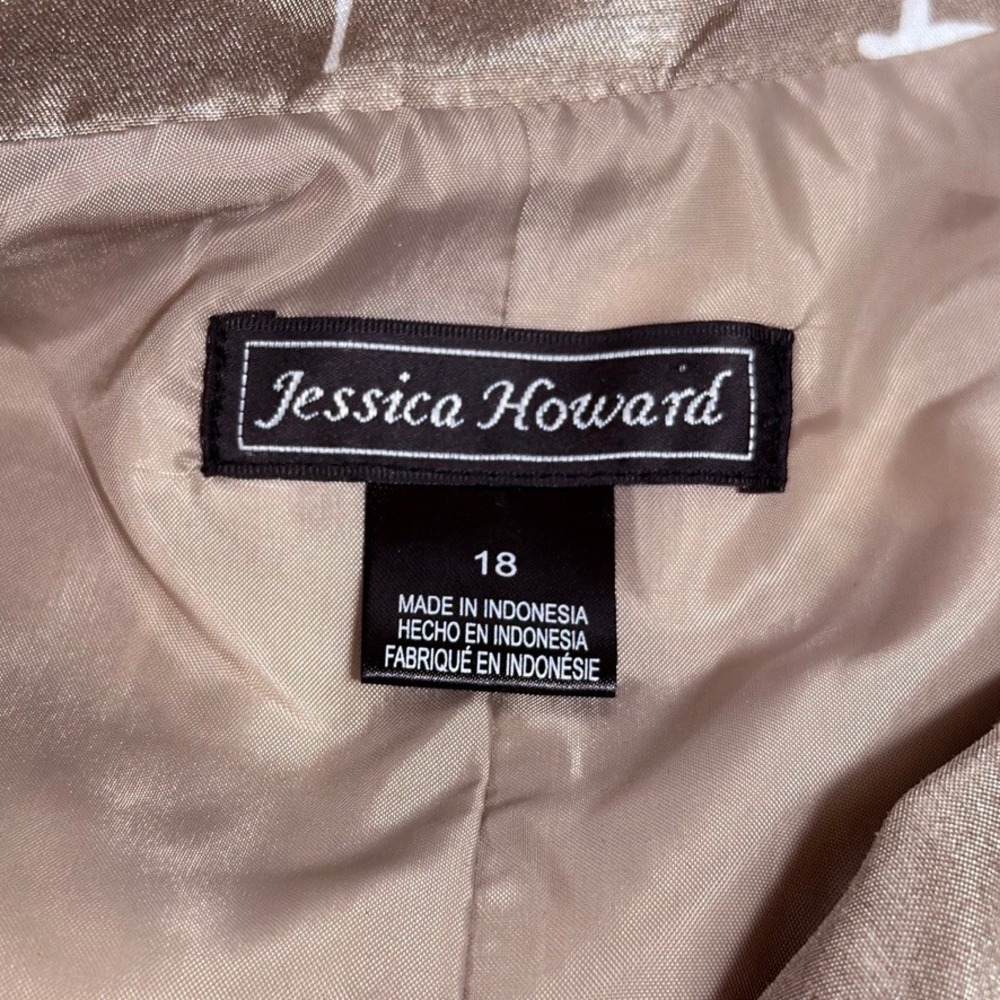 Jessica Howard Metallic Floral Fit Flare Cocktail Dress Women's 18 Taupe - Picture 5 of 7